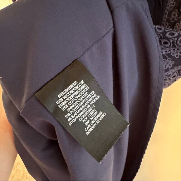 Alice + Olivia Navy Blue Floral Eyelet Embroidered Mini Dress 2 - Picture 6 of 12